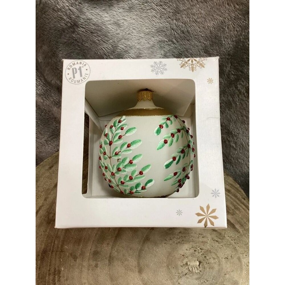 Pier 1 Romania European Glass Ornament Handblown & Painted in Europe In Box